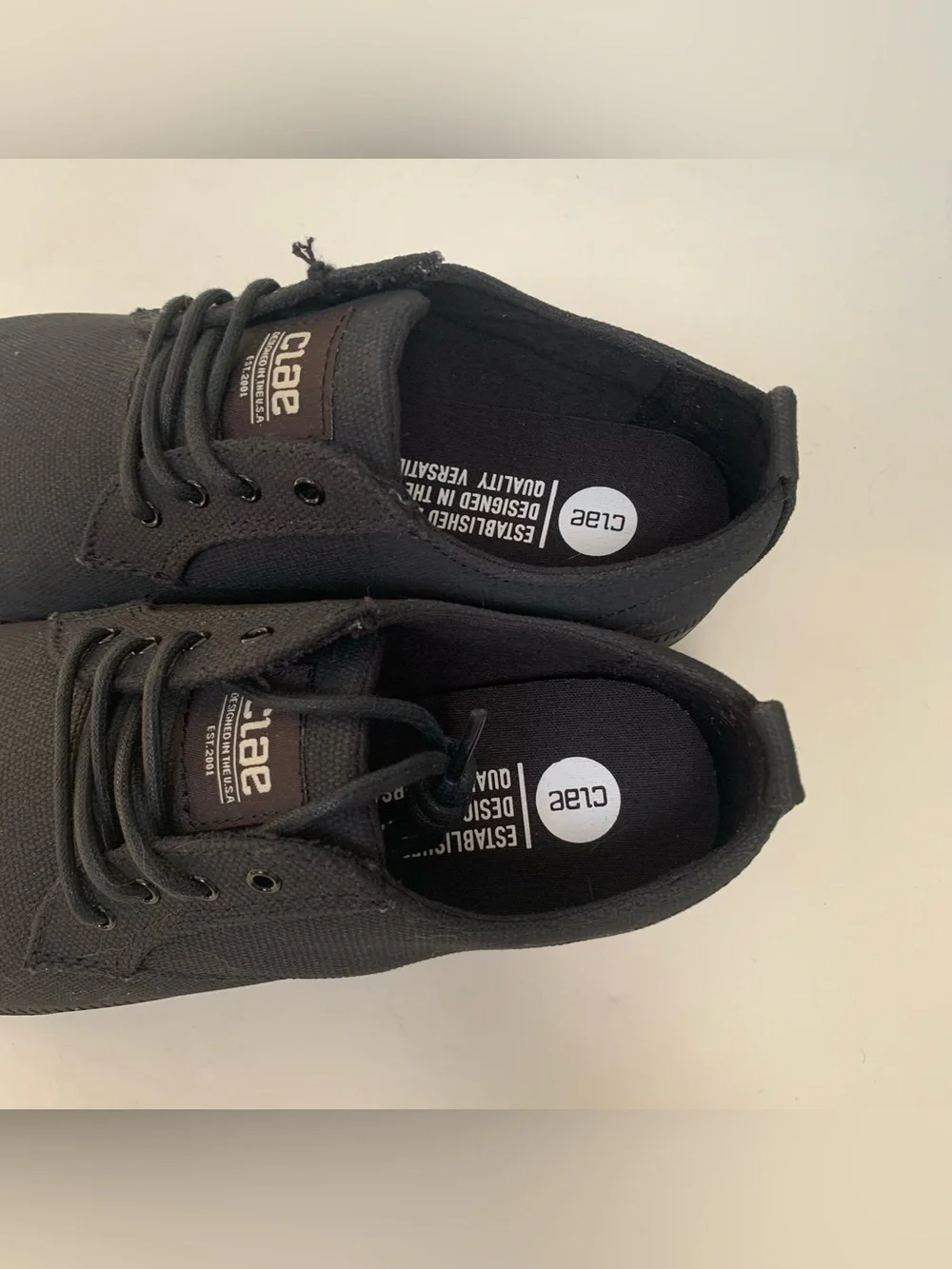 Clae Ellington Textile - Men's Black Waxed Canvas Shoes - sz 8 Preppy
